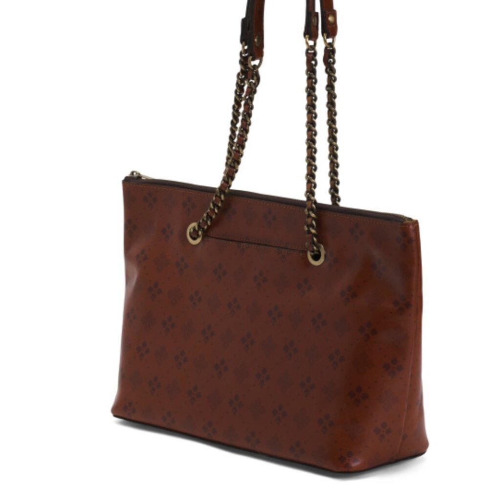 Patricia Nash Belle Tote Signature Print Leather Shoulder Bag Brown Tan NWT - Picture 14 of 16